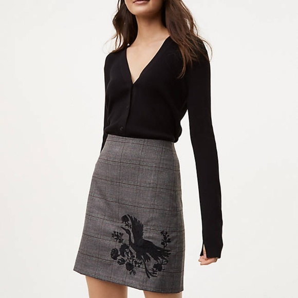 NWT Loft Plaid skirt with Bird Embroidery Size 2 - Picture 1 of 7